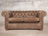 Hector Snug 2 Seat Chesterfield Sofa In Brown Vintage Leather