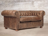 Hector Snug 2 Seat Chesterfield Sofa In Brown Vintage Leather