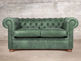 Hector Snug 2 Seat Chesterfield Sofa In Green Vintage Leather