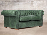 Hector Snug 2 Seat Chesterfield Sofa In Green Vintage Leather