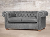 Hector Snug 2 Seat Chesterfield Sofa In Grey Vintage Leather