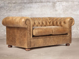 Hector Snug 2 Seat Chesterfield Sofa In Tan Vintage Leather