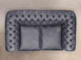 Hector Snug 2 Seat Chesterfield Sofa In Thunder Vintage Leather