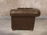 Ol' Cully 2 Seat Chesterfield Sofa In Chocolate Seasoned Leather