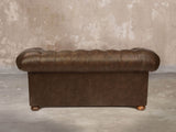 Ol' Cully 3 Seat Chesterfield Sofa In Chocolate Seasoned Leather