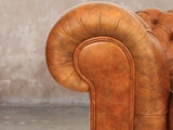 Ol' Cully 3 Seat Chesterfield Sofa In Rust Seasoned Leather