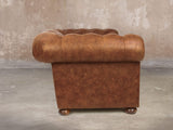 Ol' Cully 3 Seat Chesterfield Sofa In Walnut Seasoned Leather