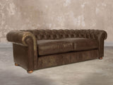 Ol' Cully 4 Seat Chesterfield Sofa In Chocolate Seasoned Leather