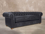 Ol' Cully 4 Seat Chesterfield Sofa In Raven Seasoned Leather