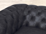 Ol' Cully 4 Seat Chesterfield Sofa In Raven Seasoned Leather