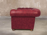 Ol' Cully Bigger 3 Seat Chesterfield Sofa In Currant Seasoned Leather