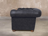 Ol' Cully Bigger 3 Seat Chesterfield Sofa In Raven Seasoned Leather