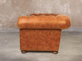 Ol' Cully Bigger 3 Seat Chesterfield Sofa In Rust Seasoned Leather