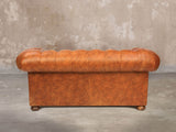 Ol' Cully Bigger 3 Seat Chesterfield Sofa In Rust Seasoned Leather