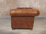 Ol' Cully Bigger 3 Seat Chesterfield Sofa In Walnut Seasoned Leather