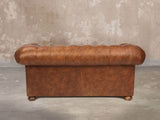 Ol' Cully Bigger 3 Seat Chesterfield Sofa In Walnut Seasoned Leather