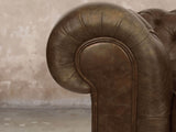 Ol' Cully Chesterfield Chair In Chocolate Seasoned Leather