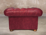 Ol' Cully Chesterfield Chair In Currant Seasoned Leather