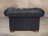 Ol' Cully Chesterfield Chair In Raven Seasoned Leather