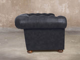 Ol' Cully Chesterfield Chair In Raven Seasoned Leather