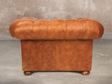 Ol' Cully Chesterfield Chair In Rust Seasoned Leather