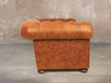 Ol' Cully Chesterfield Chair In Rust Seasoned Leather