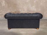 Ol' Cully Snug 2 Seat Chesterfield Sofa In Raven Seasoned Leather