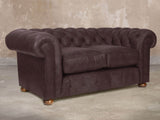 Ol' Cully Snug 2 Seat Chesterfield Sofa In Rosewood Seasoned Leather