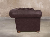 Ol' Cully Snug 2 Seat Chesterfield Sofa In Rosewood Seasoned Leather