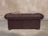 Ol' Cully Snug 2 Seat Chesterfield Sofa In Rosewood Seasoned Leather