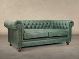 Ollie 2 Seat Chesterfield Sofa In Shamrock Rustic Leather