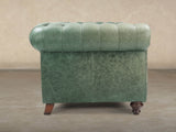 Ollie 2 Seat Chesterfield Sofa In Shamrock Rustic Leather