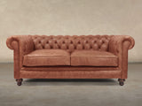 Ollie 2 Seat Chesterfield Sofa In Tawny Rustic Leather