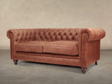 Ollie 2 Seat Chesterfield Sofa In Tawny Rustic Leather
