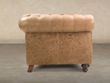 Ollie 2 Seat Chesterfield Sofa In Wheatmeal Rustic Leather
