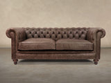 Ollie 3 Seat Chesterfield Sofa In Roast Rustic Leather