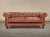 Ollie 3 Seat Chesterfield Sofa In Tawny Rustic Leather