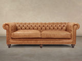 Ollie 4 Seat Chesterfield Sofa In Butterscotch Rustic Leather