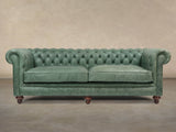 Ollie 4 Seat Chesterfield Sofa In Shamrock Rustic Leather