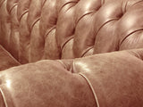 Ollie 4 Seat Chesterfield Sofa In Tawny Rustic Leather