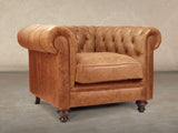 Ollie Chesterfield Chair In Butterscotch Rustic Leather