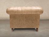 Ollie Chesterfield Chair In Wheatmeal Rustic Leather
