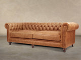 Ollie Extra Large Chesterfield Sofa In Butterscotch Rustic Leather