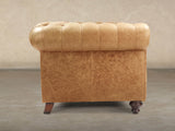Ollie Extra Large Chesterfield Sofa In Honey Rustic Leather