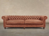 Ollie Extra Large Chesterfield Sofa In Tawny Rustic Leather
