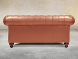 Polly 2 Seat Chesterfield Sofa In Auburn Lux Leather