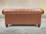 Polly 2 Seat Chesterfield Sofa In Espresso Lux Leather