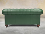 Polly 2 Seat Chesterfield Sofa In Forest Lux Leather