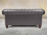 Polly 2 Seat Chesterfield Sofa In Iron Lux Leather