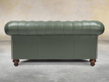 Polly 2 Seat Chesterfield Sofa In Kale Lux Leather
